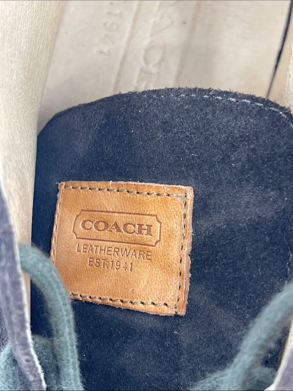 Coach ANTHONY Men's Dark Brown Suede Chukka Boots with Olive Laces SIZE 10 M